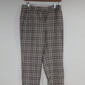 Massimo Dutti Plaid Straight Leg Pants Beige Red Black Size 6